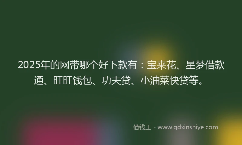2025年的网带哪个好下款有：宝来花、星梦借款通、旺旺钱包、功夫贷、小油菜快贷等。