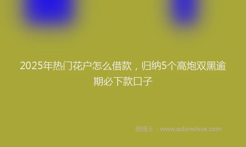2025年热门花户怎么借款，归纳5个高炮双黑逾期必下款口子