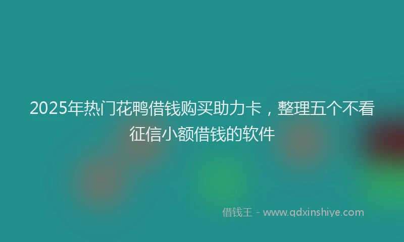 2025年热门花鸭借钱购买助力卡，整理五个不看征信小额借钱的软件