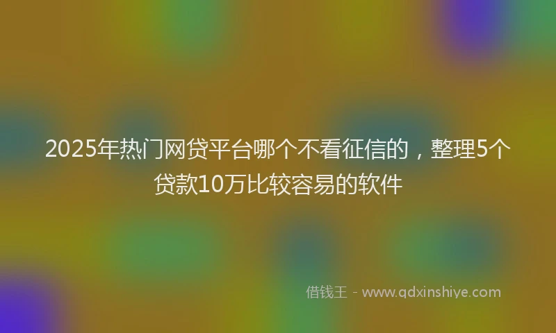 2025年热门网贷平台哪个不看征信的，整理5个贷款10万比较容易的软件
