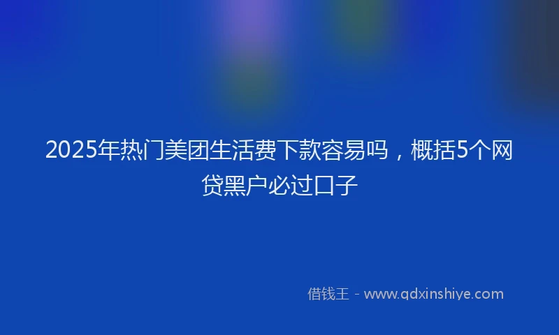2025年热门美团生活费下款容易吗，概括5个网贷黑户必过口子