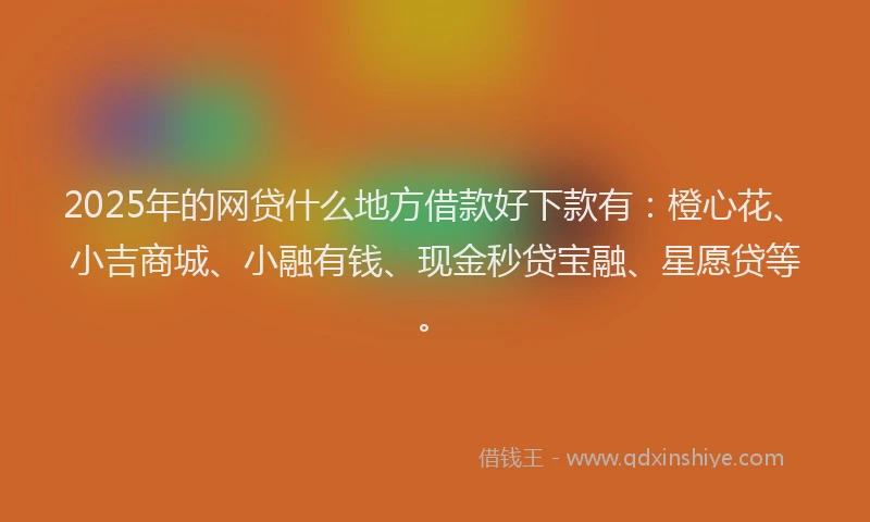 2025年的网贷什么地方借款好下款有：橙心花、小吉商城、小融有钱、现金秒贷宝融、星愿贷等。