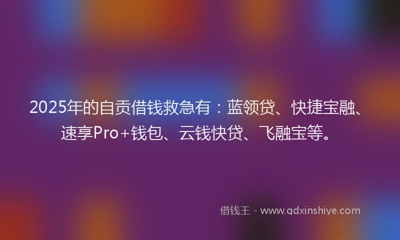 2025年的自贡借钱救急有：蓝领贷、快捷宝融、速享Pro+钱包、云钱快贷、飞融宝等。