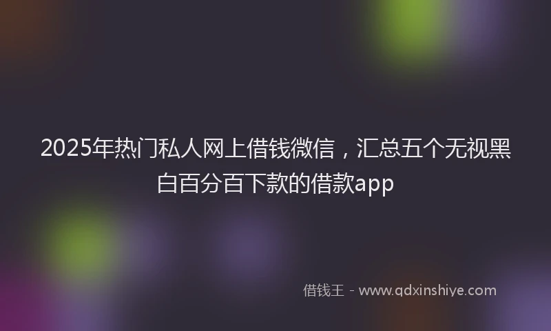 2025年热门私人网上借钱微信，汇总五个无视黑白百分百下款的借款app