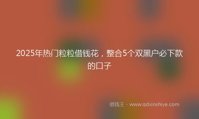 2025年热门粒粒借钱花，整合5个双黑户必下款的口子