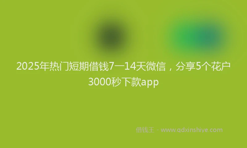 2025年热门短期借钱7一14天微信，分享5个花户3000秒下款app