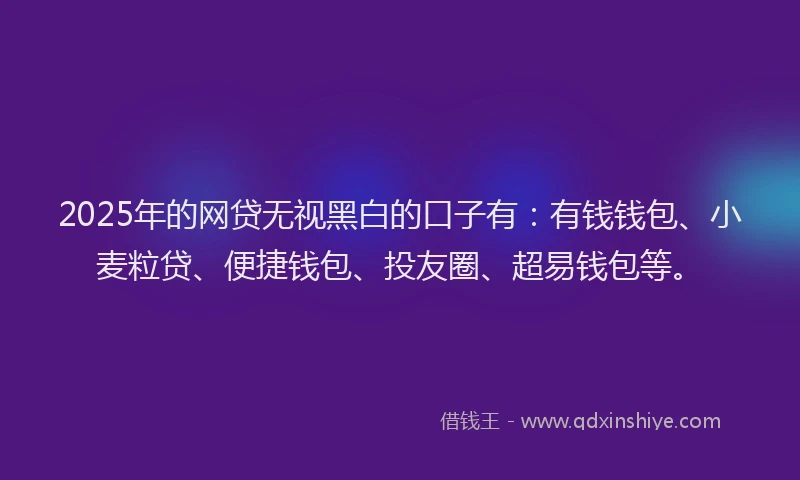 2025年的网贷无视黑白的口子有：有钱钱包、小麦粒贷、便捷钱包、投友圈、超易钱包等。