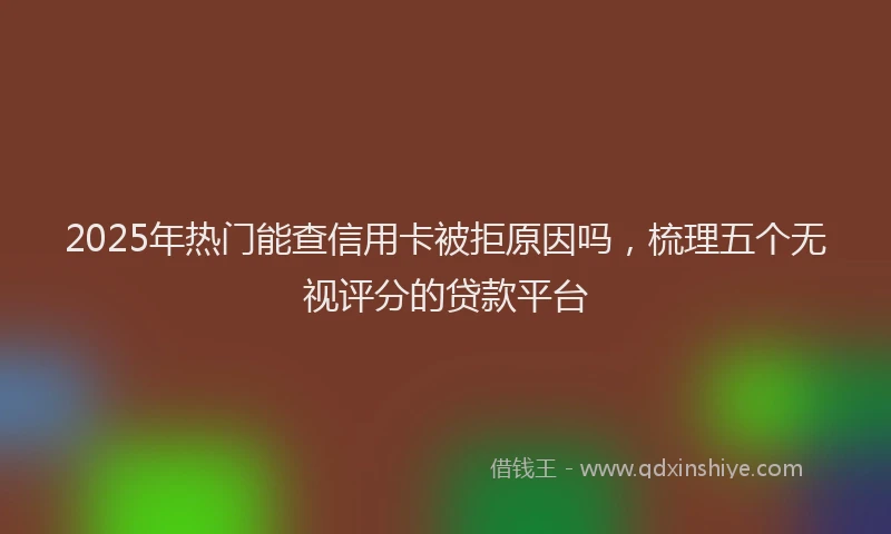 2025年热门能查信用卡被拒原因吗，梳理五个无视评分的贷款平台