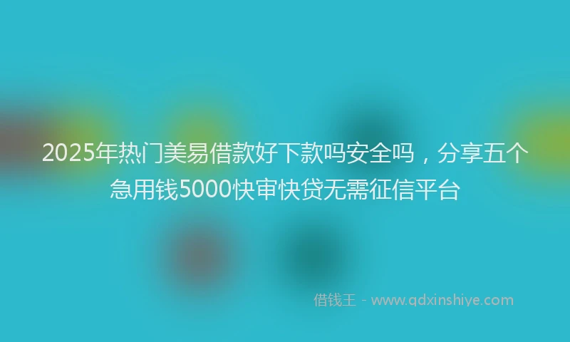2025年热门美易借款好下款吗安全吗，分享五个急用钱5000快审快贷无需征信平台