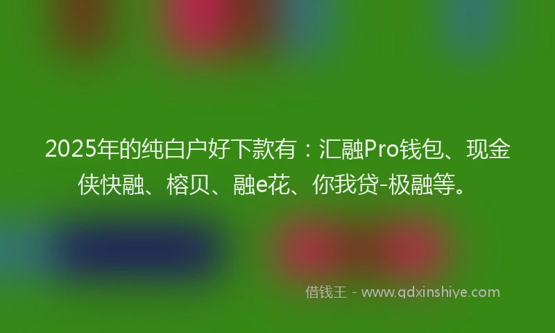 2025年的纯白户好下款有：汇融Pro钱包、现金侠快融、榕贝、融e花、你我贷-极融等。