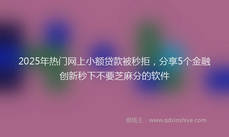 2025年热门网上小额贷款被秒拒，分享5个金融创新秒下不要芝麻分的软件