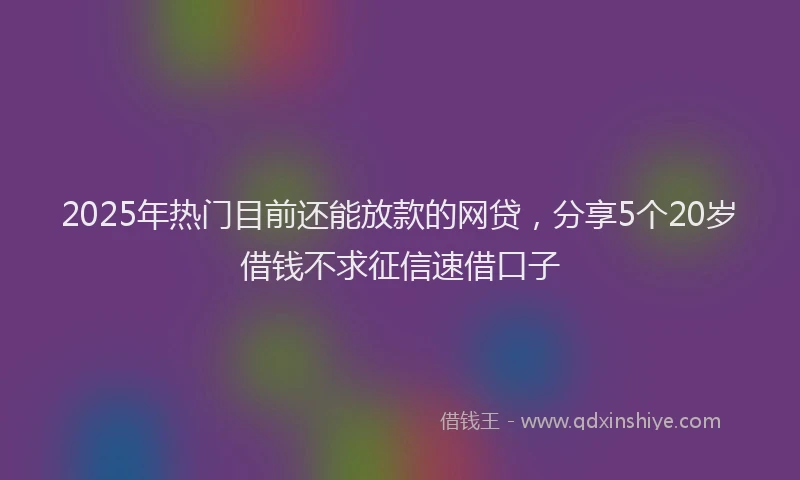 2025年热门目前还能放款的网贷，分享5个20岁借钱不求征信速借口子