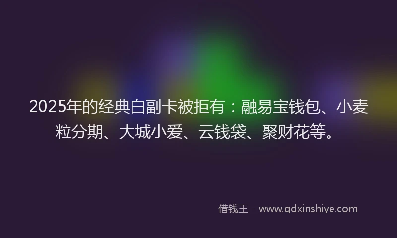 2025年的经典白副卡被拒有：融易宝钱包、小麦粒分期、大城小爱、云钱袋、聚财花等。