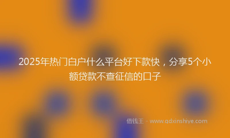 2025年热门白户什么平台好下款快，分享5个小额贷款不查征信的口子