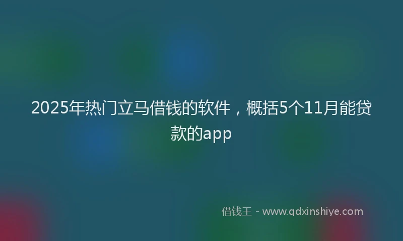 2025年热门立马借钱的软件，概括5个11月能贷款的app