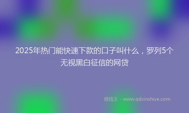 2025年热门能快速下款的口子叫什么，罗列5个无视黑白征信的网贷