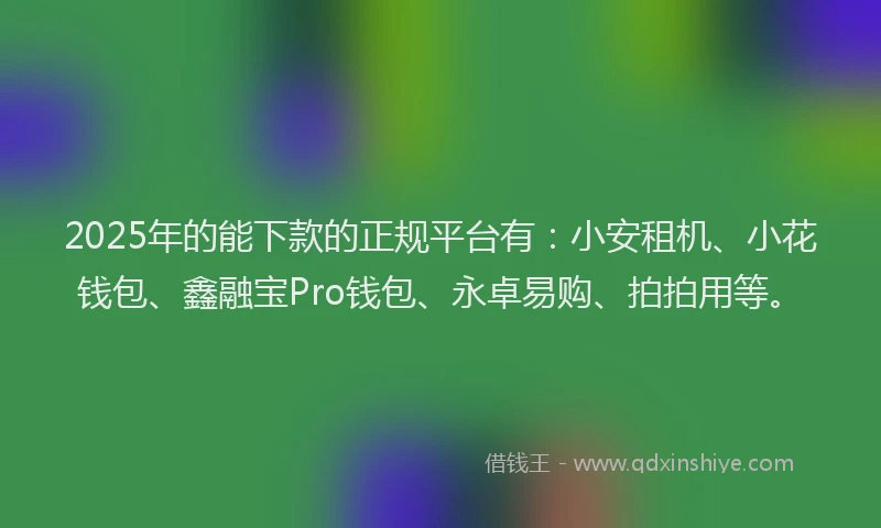 2025年的能下款的正规平台有：小安租机、小花钱包、鑫融宝Pro钱包、永卓易购、拍拍用等。