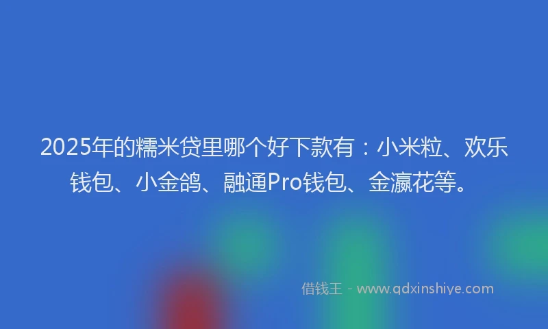 2025年的糯米贷里哪个好下款有：小米粒、欢乐钱包、小金鸽、融通Pro钱包、金瀛花等。
