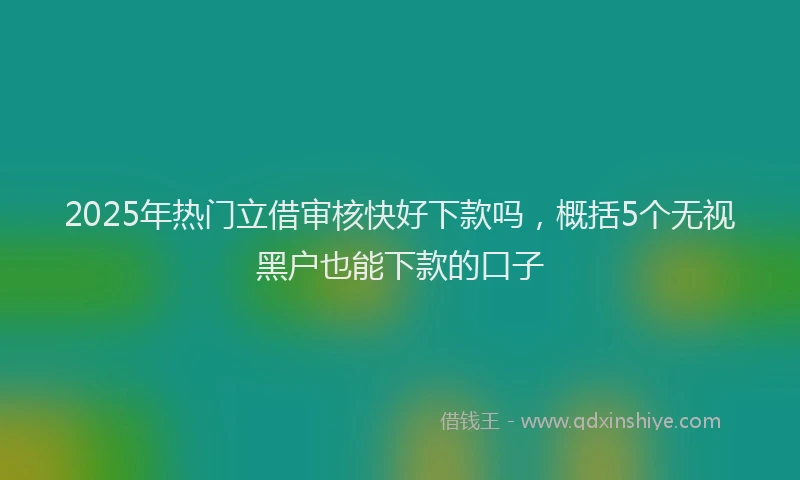 2025年热门立借审核快好下款吗，概括5个无视黑户也能下款的口子
