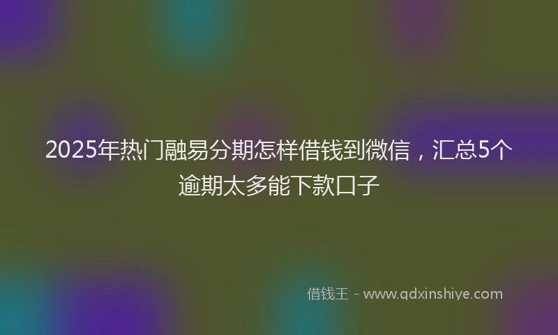 2025年热门融易分期怎样借钱到微信，汇总5个逾期太多能下款口子