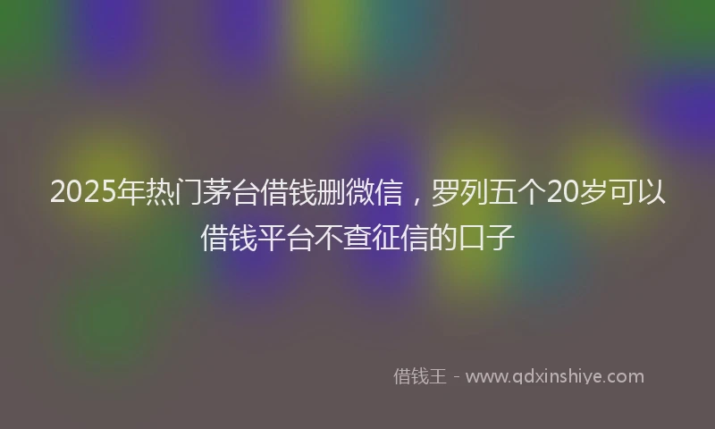 2025年热门茅台借钱删微信，罗列五个20岁可以借钱平台不查征信的口子