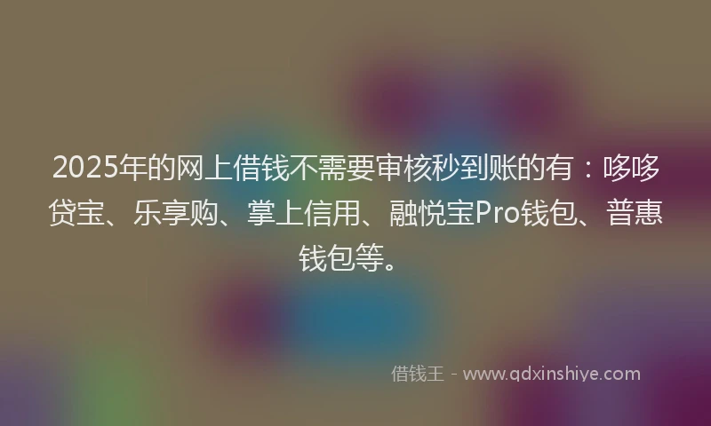 2025年的网上借钱不需要审核秒到账的有：哆哆贷宝、乐享购、掌上信用、融悦宝Pro钱包、普惠钱包等。