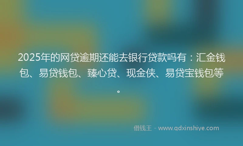 2025年的网贷逾期还能去银行贷款吗有：汇金钱包、易贷钱包、臻心贷、现金侠、易贷宝钱包等。