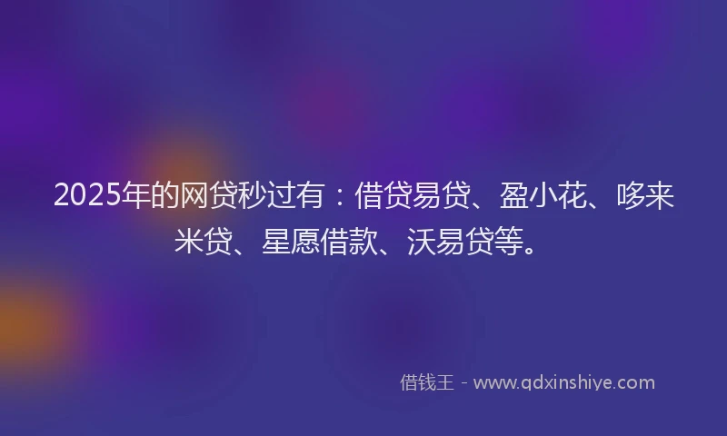 2025年的网贷秒过有：借贷易贷、盈小花、哆来米贷、星愿借款、沃易贷等。