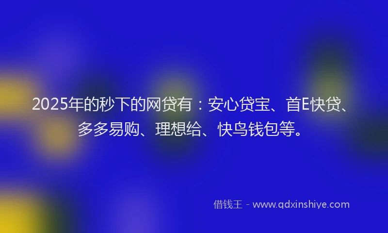 2025年的秒下的网贷有：安心贷宝、首E快贷、多多易购、理想给、快鸟钱包等。