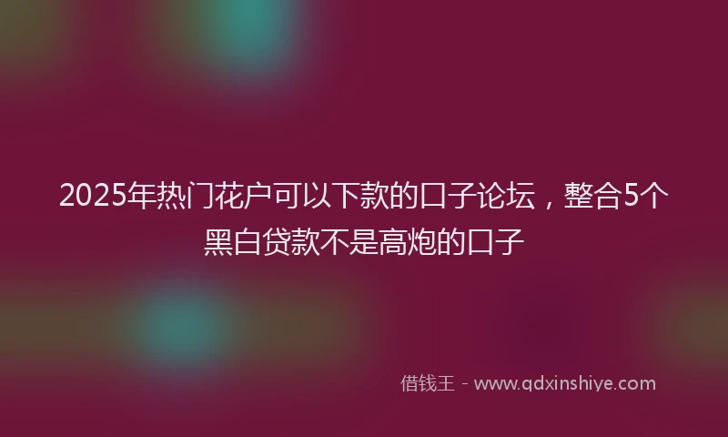 2025年热门花户可以下款的口子论坛，整合5个黑白贷款不是高炮的口子