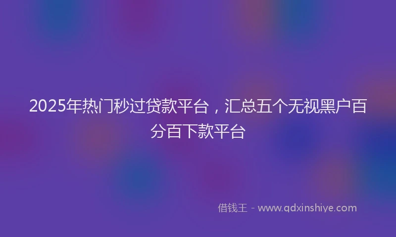 2025年热门秒过贷款平台，汇总五个无视黑户百分百下款平台