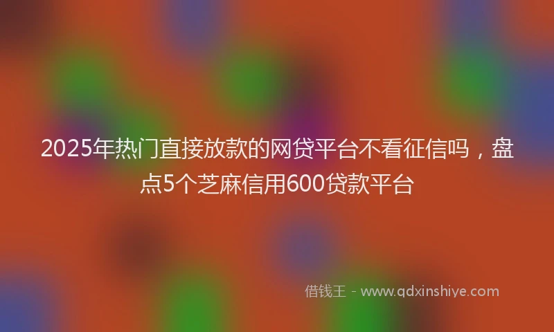 2025年热门直接放款的网贷平台不看征信吗，盘点5个芝麻信用600贷款平台