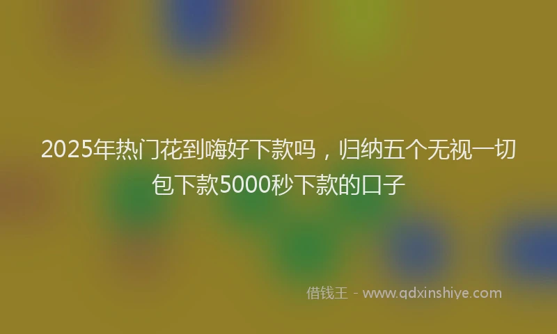 2025年热门花到嗨好下款吗，归纳五个无视一切包下款5000秒下款的口子