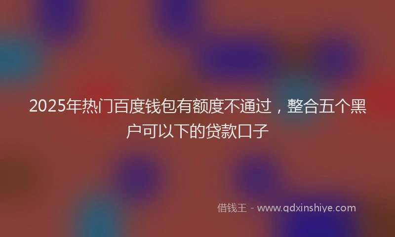 2025年热门百度钱包有额度不通过，整合五个黑户可以下的贷款口子