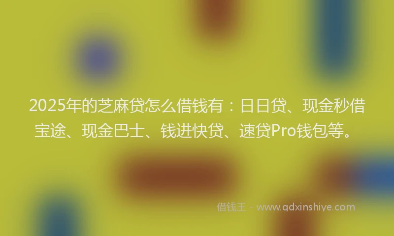 2025年的芝麻贷怎么借钱有：日日贷、现金秒借宝途、现金巴士、钱进快贷、速贷Pro钱包等。