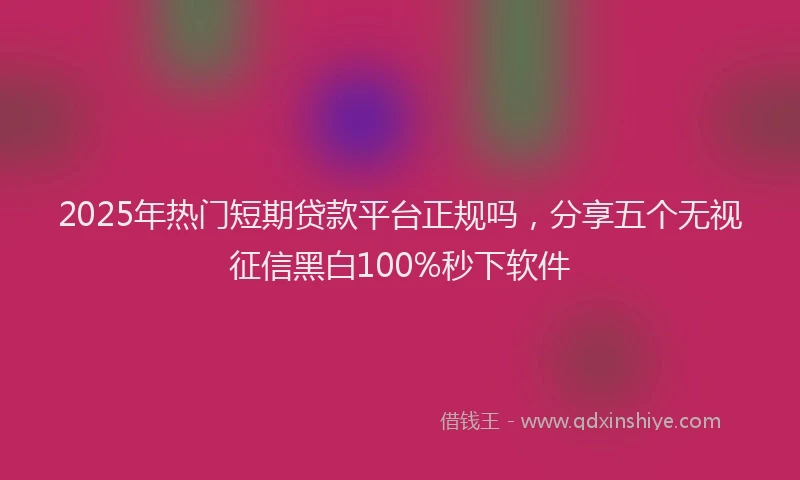 2025年热门短期贷款平台正规吗，分享五个无视征信黑白100%秒下软件