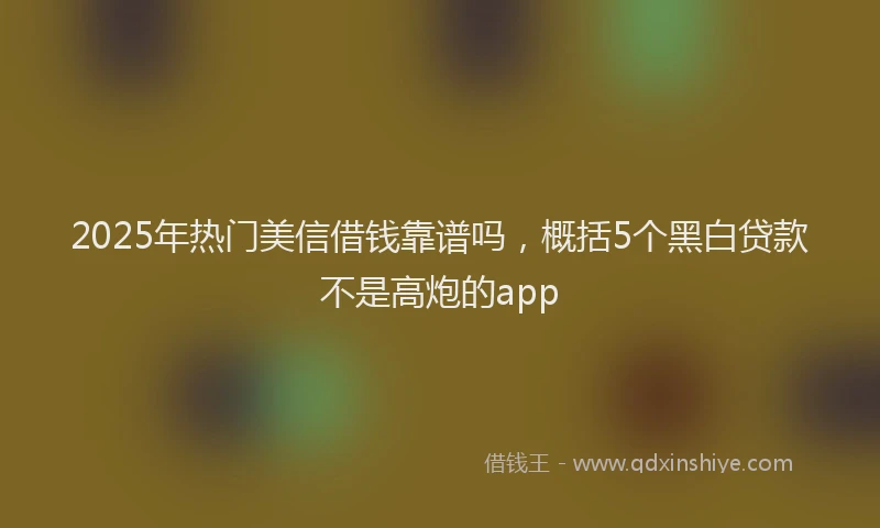 2025年热门美信借钱靠谱吗，概括5个黑白贷款不是高炮的app