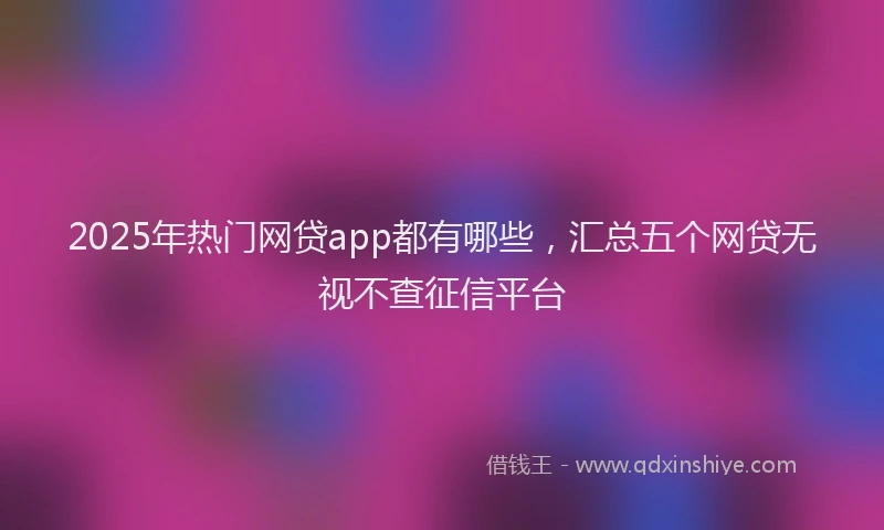 2025年热门网贷app都有哪些，汇总五个网贷无视不查征信平台
