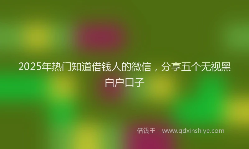 2025年热门知道借钱人的微信，分享五个无视黑白户口子