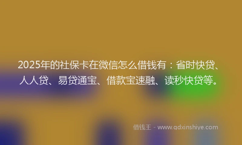 2025年的社保卡在微信怎么借钱有：省时快贷、人人贷、易贷通宝、借款宝速融、读秒快贷等。