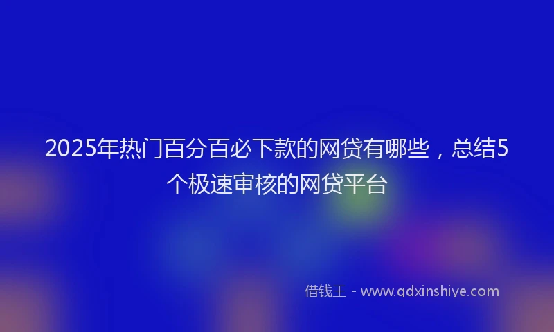 2025年热门百分百必下款的网贷有哪些，总结5个极速审核的网贷平台