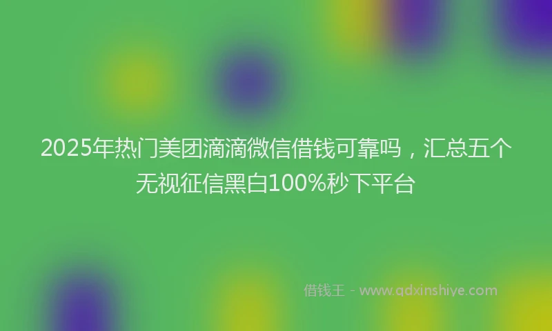 2025年热门美团滴滴微信借钱可靠吗，汇总五个无视征信黑白100%秒下平台