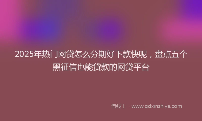 2025年热门网贷怎么分期好下款快呢，盘点五个黑征信也能贷款的网贷平台