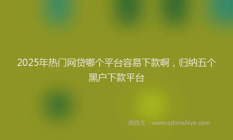 2025年热门网贷哪个平台容易下款啊，归纳五个黑户下款平台