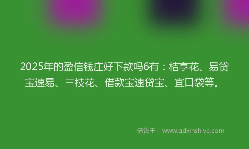 2025年的盈信钱庄好下款吗6有：桔享花、易贷宝速易、三枝花、借款宝速贷宝、宜口袋等。