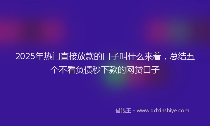 2025年热门直接放款的口子叫什么来着，总结五个不看负债秒下款的网贷口子