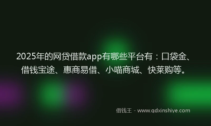 2025年的网贷借款app有哪些平台有：口袋金、借钱宝途、惠商易借、小喵商城、快莱购等。