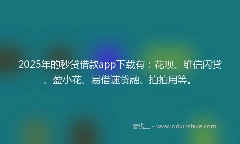 2025年的秒贷借款app下载有：花呗、维信闪贷、盈小花、易借速贷融、拍拍用等。