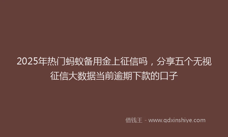2025年热门蚂蚁备用金上征信吗，分享五个无视征信大数据当前逾期下款的口子