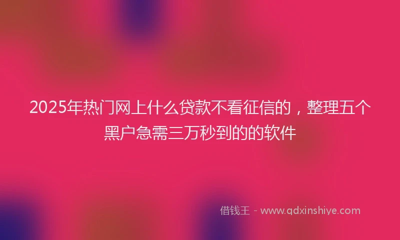 2025年热门网上什么贷款不看征信的，整理五个黑户急需三万秒到的的软件